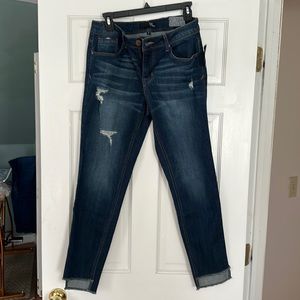 Distressed jeans by 1822 with frayed bottom